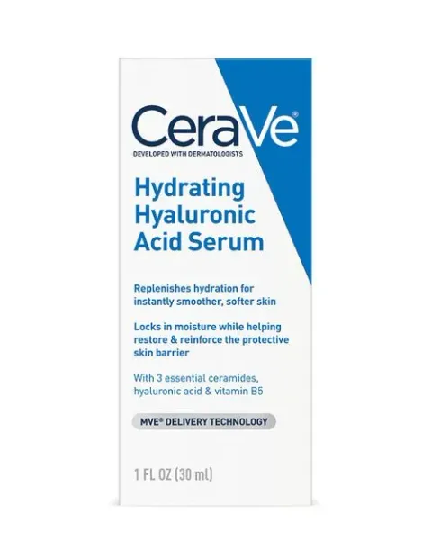 CeraVe Hydrating Hyaluronic Acid Serum with Vitamin B5 and Ceramides for 24-Hour Cera Ve Moisture, Smoother Skin, and Restored Protective Barrier 30ML